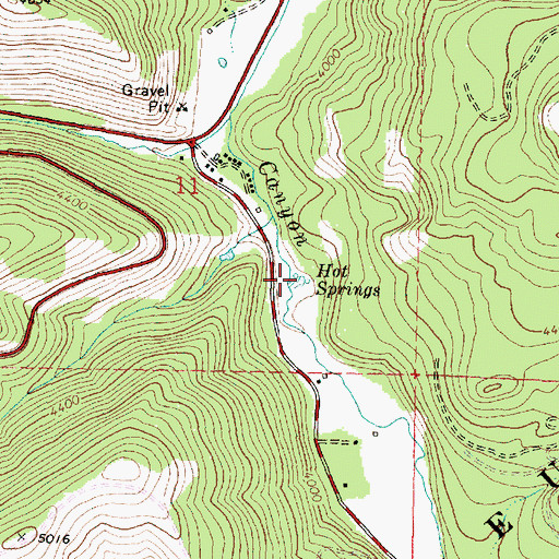 Topographic Map of Hot Springs, OR