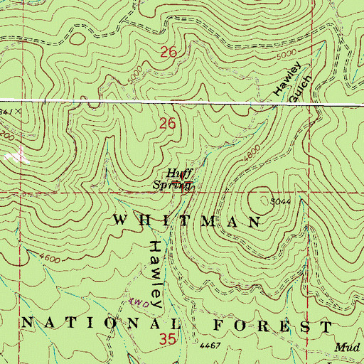 Topographic Map of Huff Spring, OR