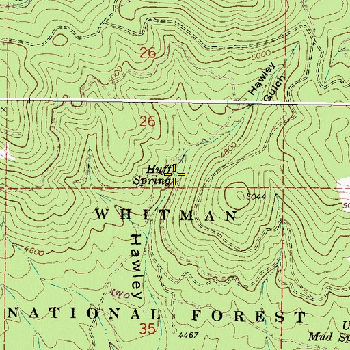Topographic Map of Huff Spring, OR