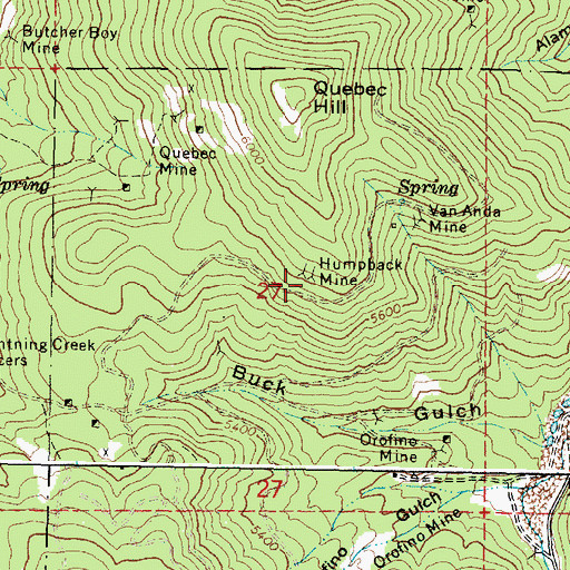 Topographic Map of Humpback Mine, OR