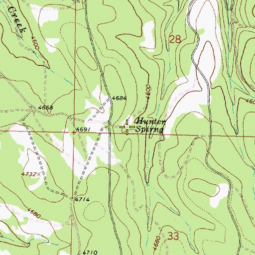 Topographic Map of Hunter Spring, OR