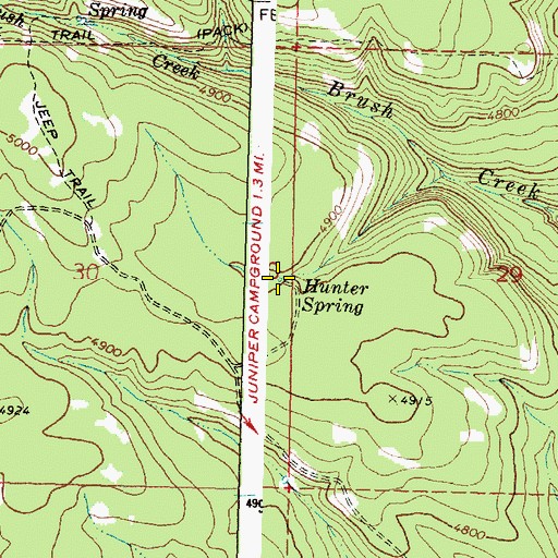 Topographic Map of Hunter Spring, OR