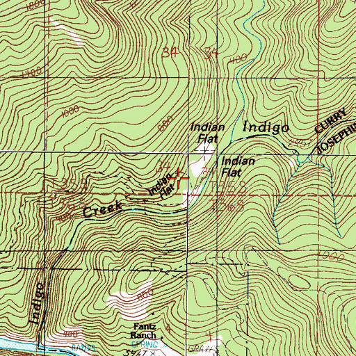 Topographic Map of Indian Flat, OR