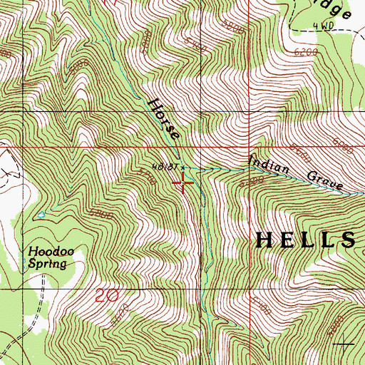 Topographic Map of Indian Grave Creek, OR