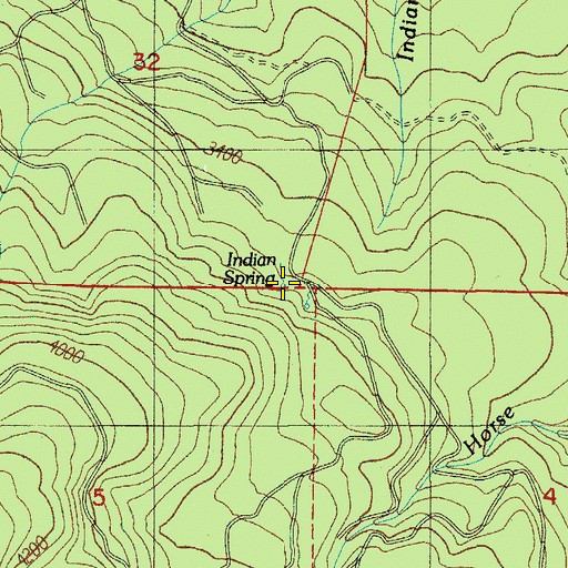Topographic Map of Indian Spring, OR