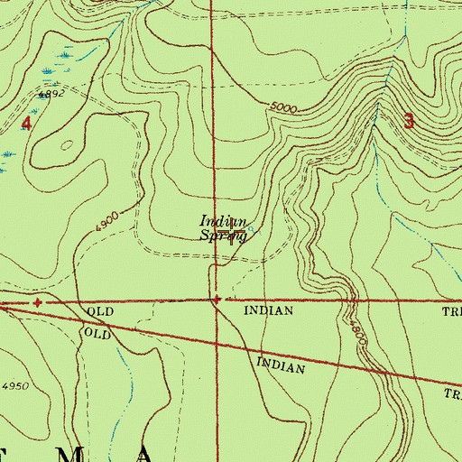 Topographic Map of Indian Spring, OR