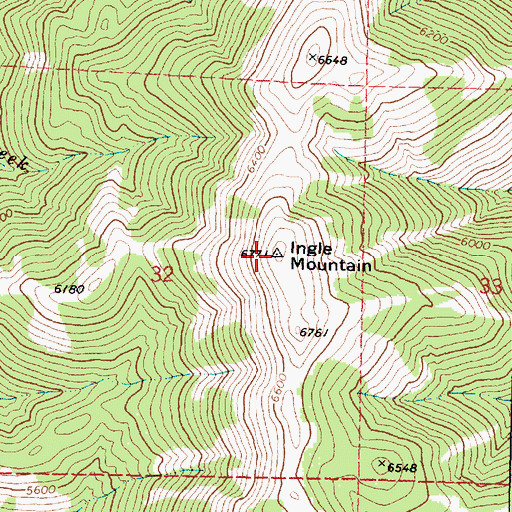Topographic Map of Ingle Mountain, OR