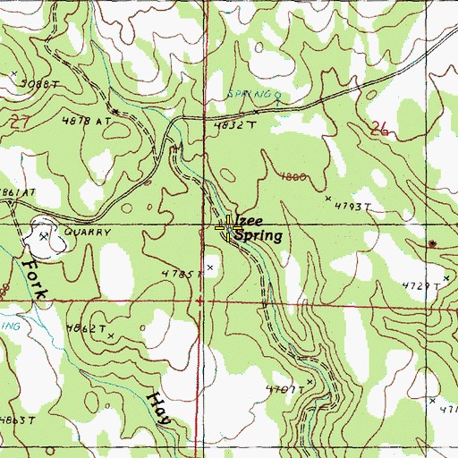 Topographic Map of Izee Spring, OR
