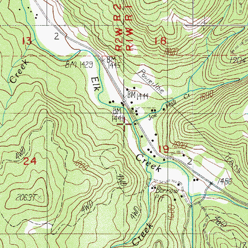 Topographic Map of Joe Hall Creek, OR