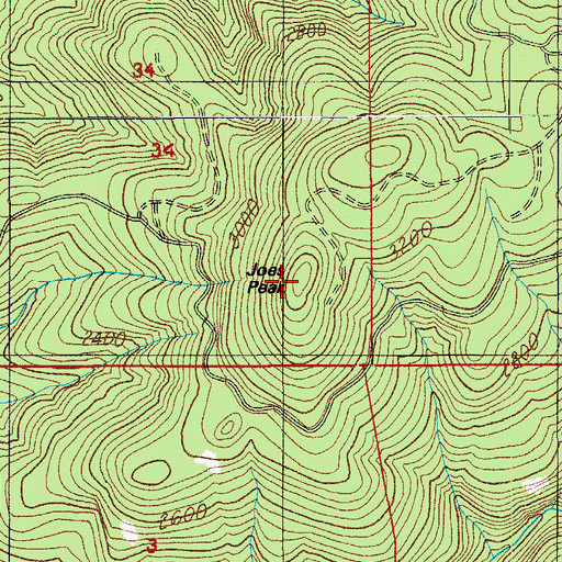 Topographic Map of Joes Peak, OR