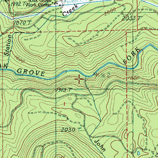 Topographic Map of John Creek, OR