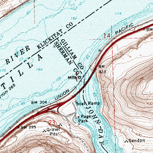 Topographic Map of John Day River, OR