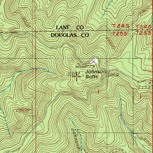 Topographic Map of Johnson Butte, OR