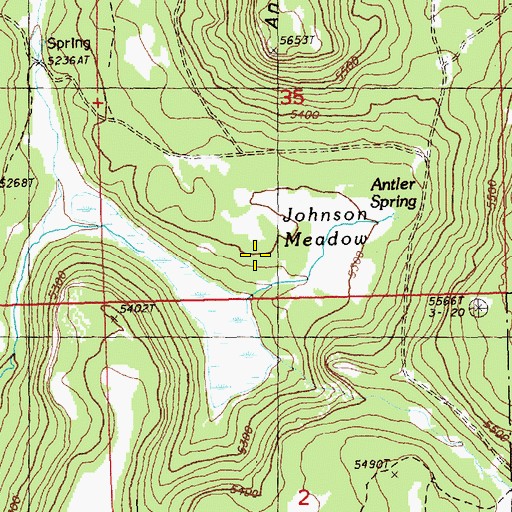 Topographic Map of Johnson Meadow, OR