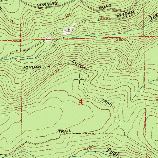 Topographic Map of Jordan Cutoff Trail, OR