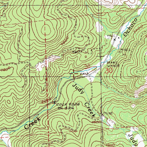 Topographic Map of Judy Creek, OR