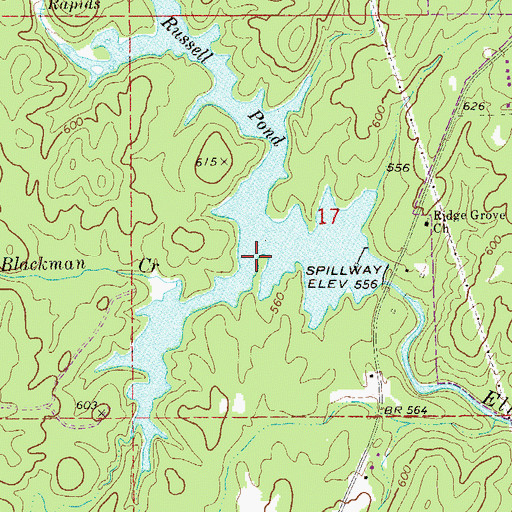 Topographic Map of Blackman Creek, AL