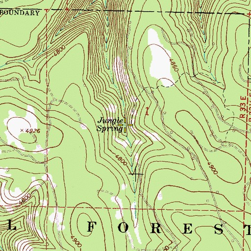 Topographic Map of Jungle Spring, OR