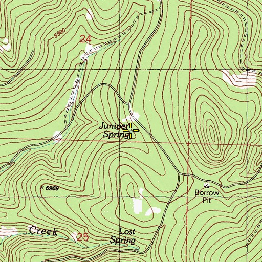 Topographic Map of Juniper Spring, OR
