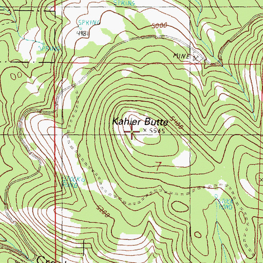 Topographic Map of Kahler Butte, OR