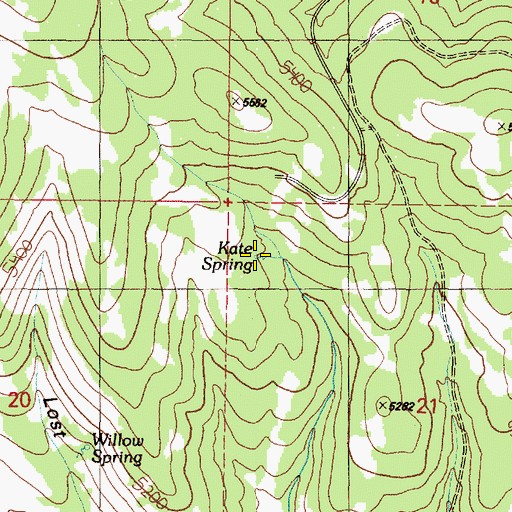 Topographic Map of Kate Spring, OR