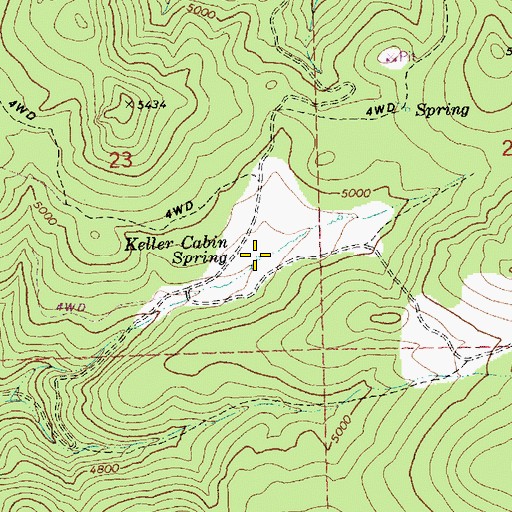 Topographic Map of Keller Cabin Spring, OR