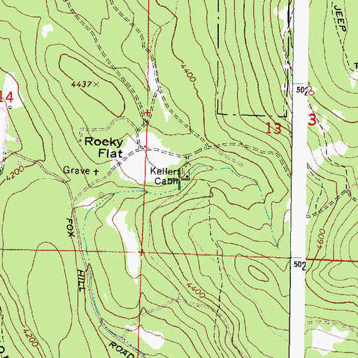 Topographic Map of Kellers Cabin, OR