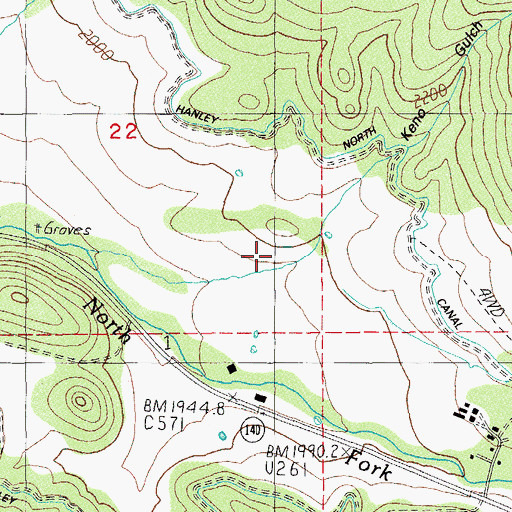 Topographic Map of Keno Gulch, OR