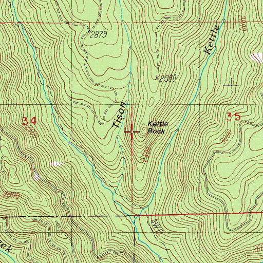 Topographic Map of Kettle Rock, OR