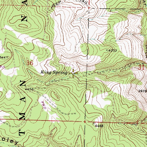 Topographic Map of King Spring, OR