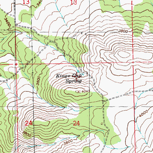 Topographic Map of Kings Gap Spring, OR