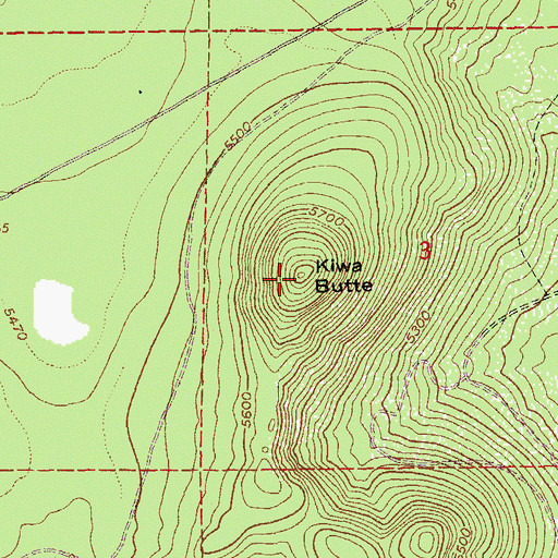 Topographic Map of Kiwa Butte, OR