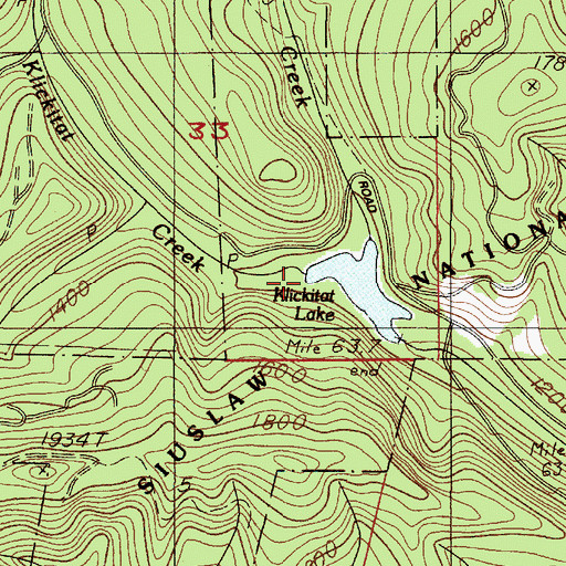Topographic Map of Klickitat Creek, OR