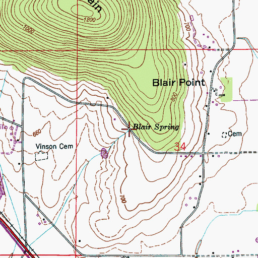 Topographic Map of Blair Spring, AL