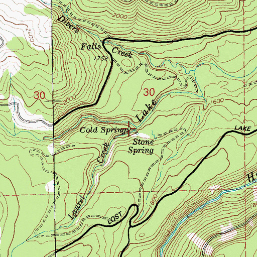 Topographic Map of Laurel Creek, OR