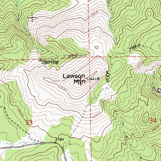 Topographic Map of Lawson Mountain, OR