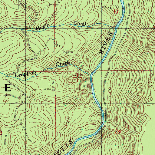 Topographic Map of Leapfrog Creek, OR