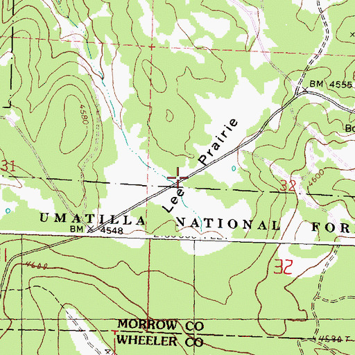 Topographic Map of Lee Prairie, OR