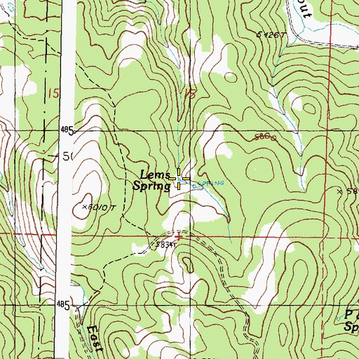 Topographic Map of Lems Spring, OR