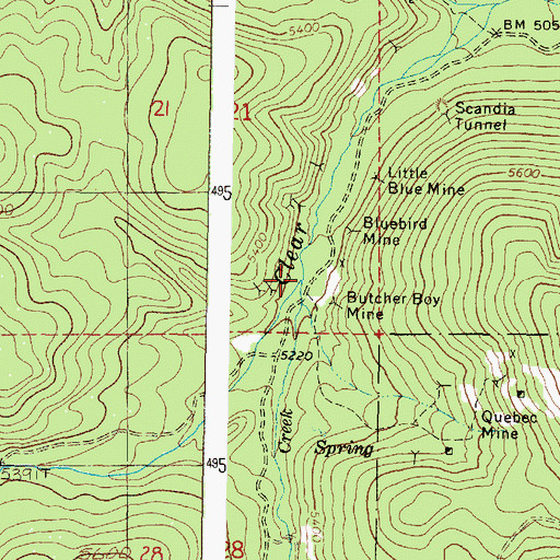 Topographic Map of Lightning Creek, OR