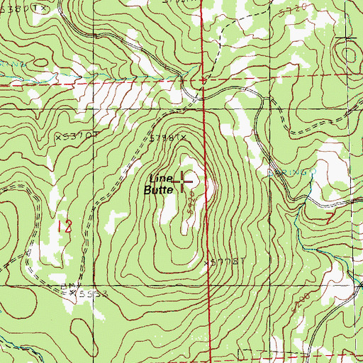 Topographic Map of Line Butte, OR