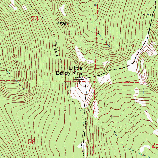 Topographic Map of Little Baldy Mountain, OR
