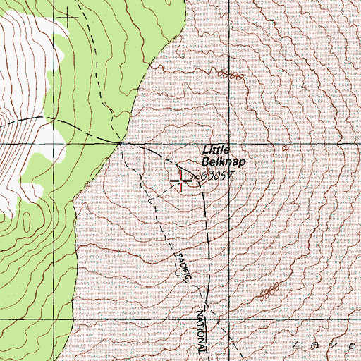Topographic Map of Little Belknap, OR