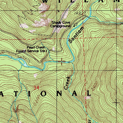 Topographic Map of Little Cedar Creek, OR