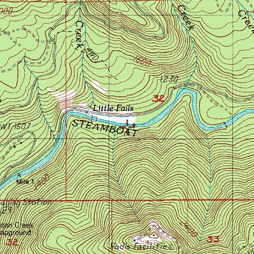 Topographic Map of Little Falls, OR