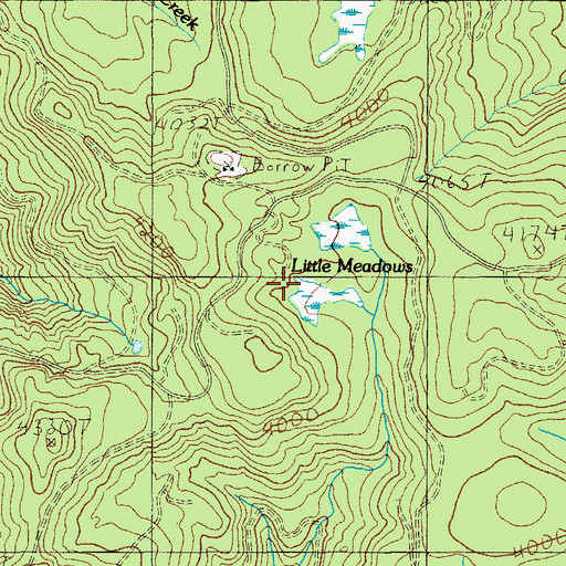 Topographic Map of Little Meadows, OR