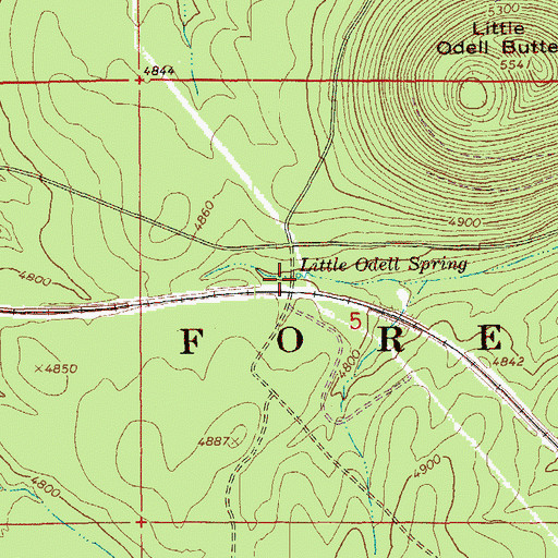 Topographic Map of Little Odell Spring, OR