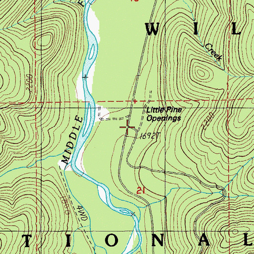 Topographic Map of Little Pine Openings, OR