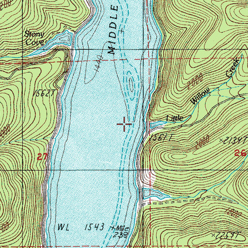 Topographic Map of Little Willow Creek, OR