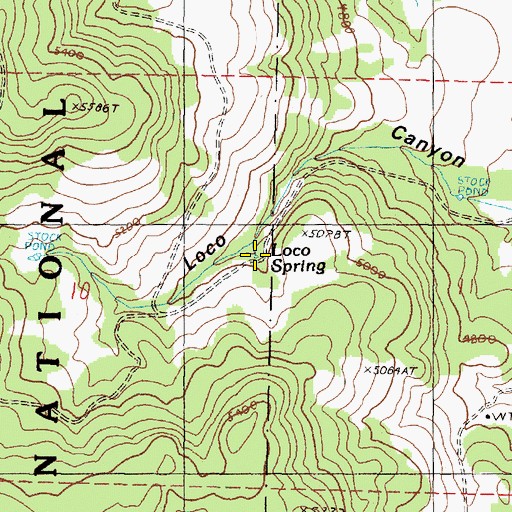Topographic Map of Loco Spring, OR